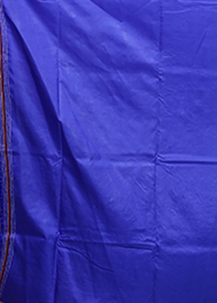 Blue Handloom Kantha Stitch Pure Silk Saree With Blouse Piece - Image 5