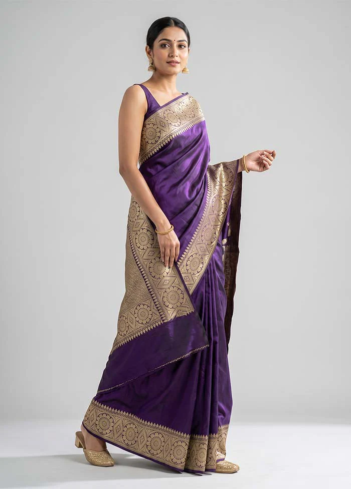 Blue Handloom Katan Pure Silk Saree With Blouse Piece