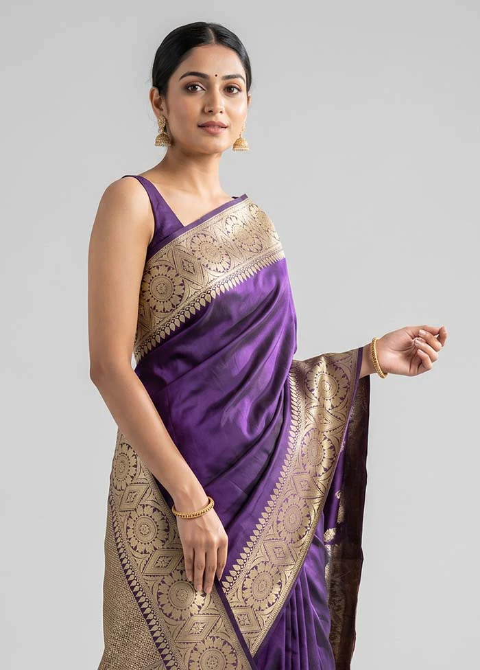 Blue Handloom Katan Pure Silk Saree With Blouse Piece - Image 2