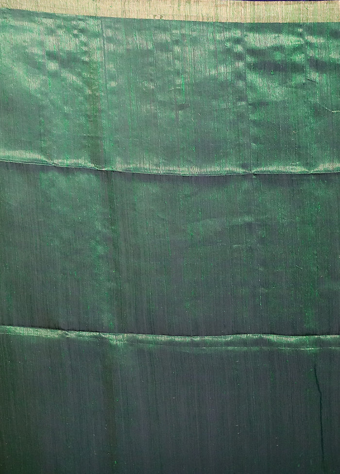Green Handloom Matka Pure Silk Saree With Blouse Piece - Image 5