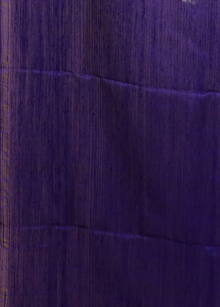 Blue Handloom Matka Pure Silk Saree With Blouse Piece - Image 5
