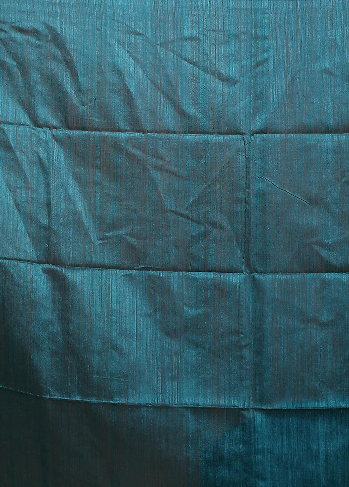 Blue Handloom Matka Pure Silk Saree With Blouse Piece - Image 5