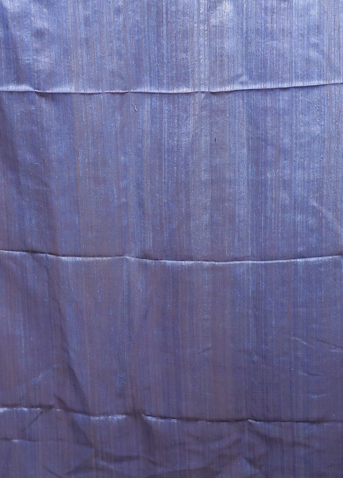 Blue Handloom Matka Pure Silk Saree With Blouse Piece - Image 5