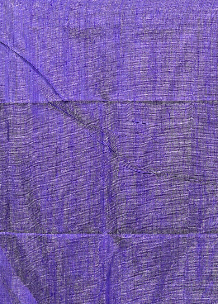 Blue Handloom Matka Pure Silk Saree With Blouse Piece - Image 5