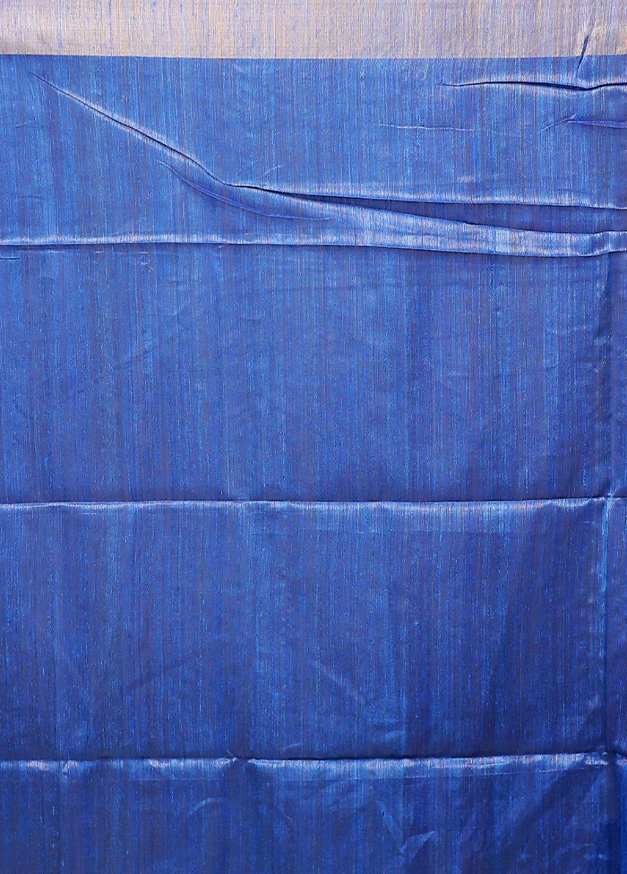 Blue Handloom Matka Pure Silk Saree With Blouse Piece - Image 5
