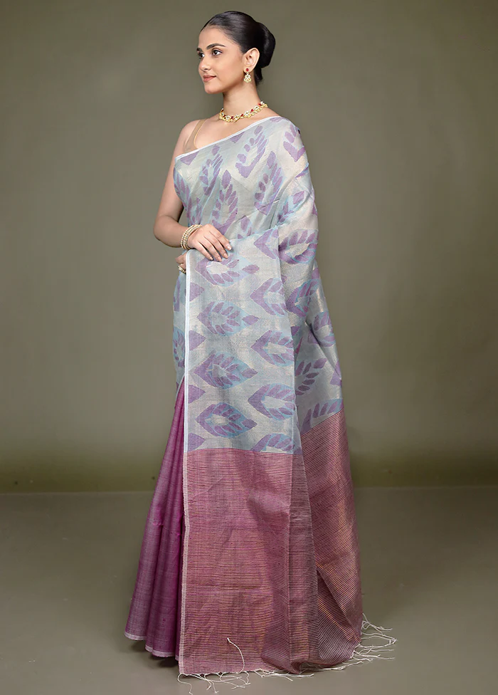 Blue Handloom Matka Pure Silk Saree With Blouse Piece - Image 4