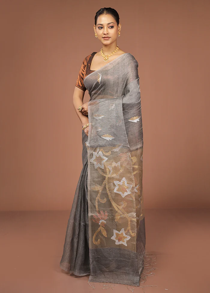 Blue Handloom Matka Pure Silk Saree With Blouse Piece - Image 4