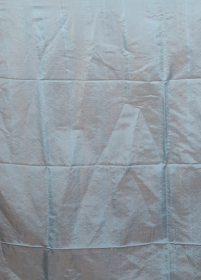 Blue Handloom Matka Pure Silk Saree With Blouse Piece - Image 5