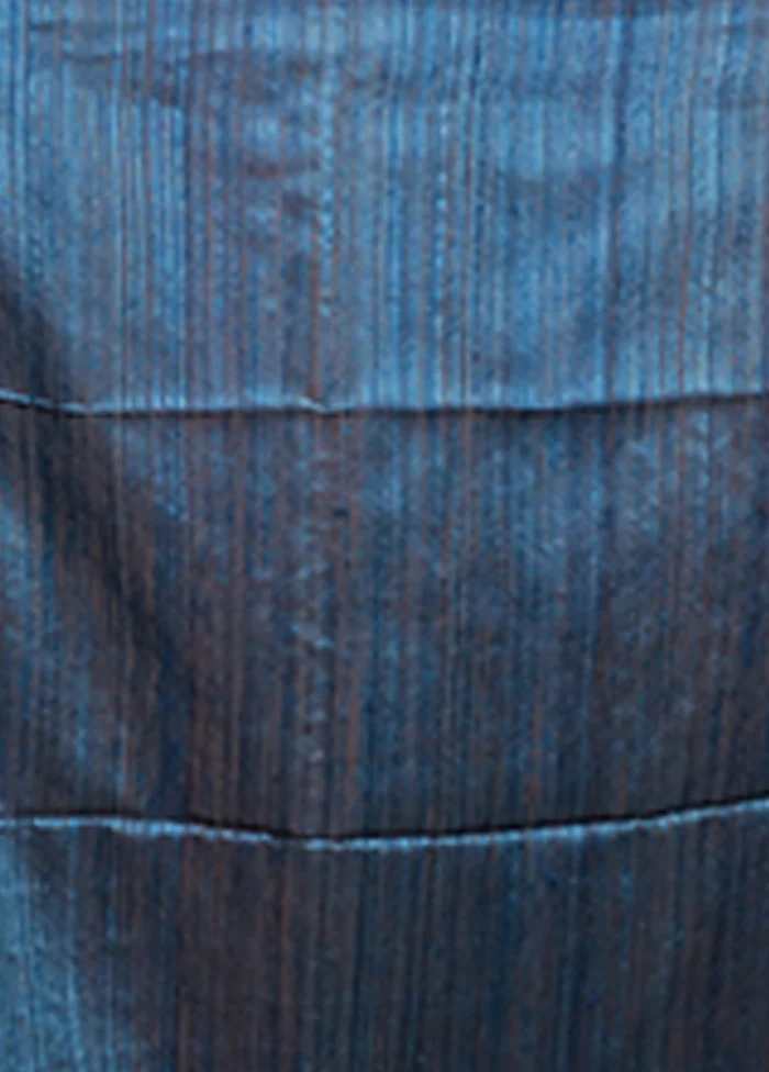 Blue Handloom Matka Pure Silk Saree With Blouse Piece - Image 5