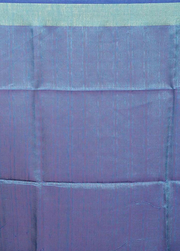 Blue Handloom Matka Pure Silk Saree With Blouse Piece - Image 5