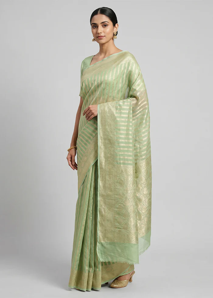 Blue Handloom Pure Georgette Saree With Blouse Piece