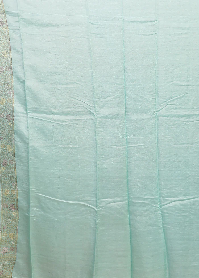 Blue Handloom Pure Georgette Saree With Blouse Piece - Image 5
