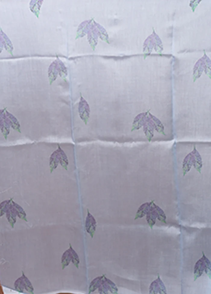 Blue Handloom Pure Organza Saree With Blouse Piece - Image 5