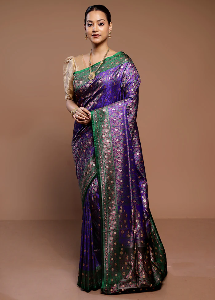 Blue Handloom Tanchoi Pure Silk Saree With Blouse Piece