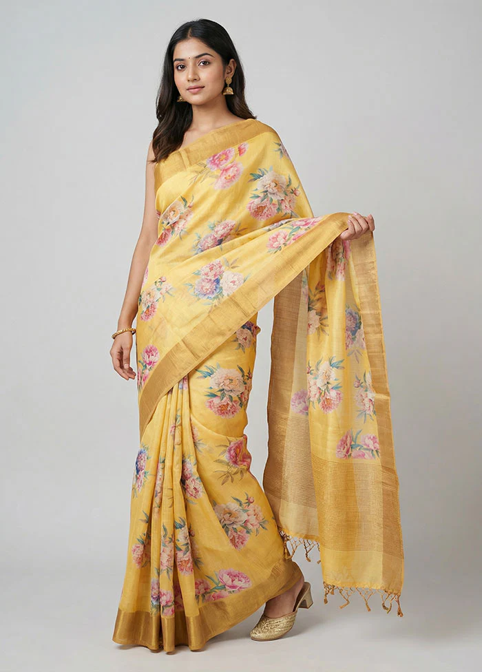 Blue Handloom Tussar Pure Silk Saree With Blouse Piece