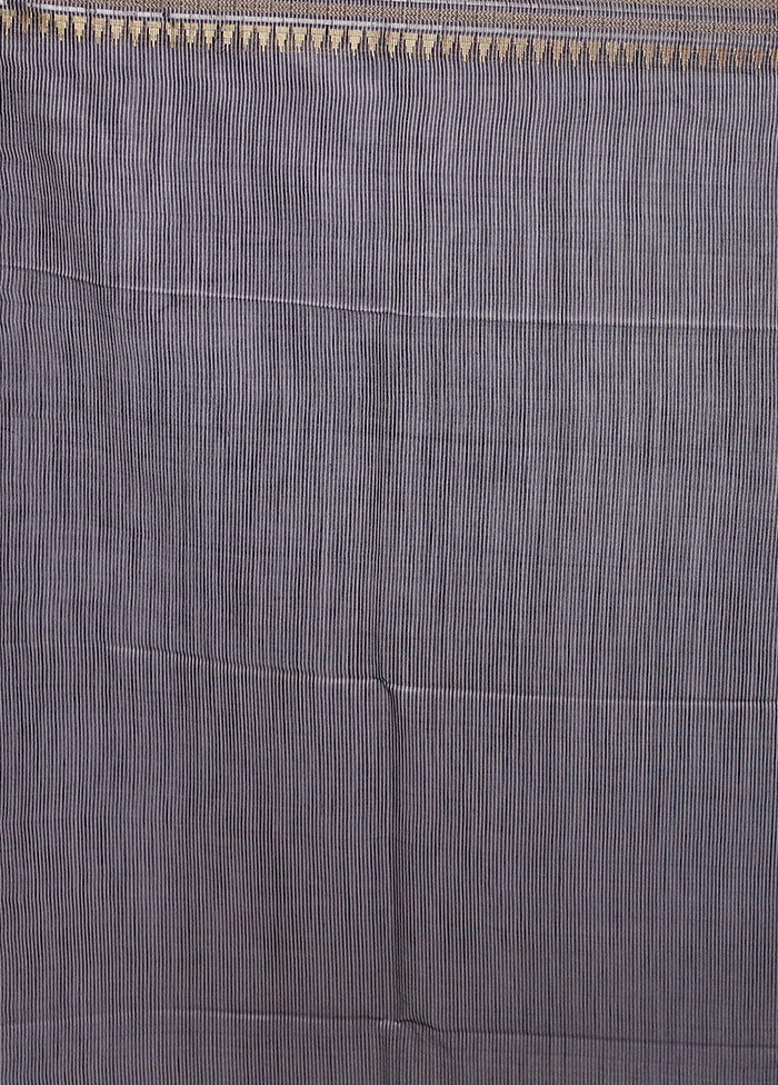 Blue Handloom Tussar Pure Silk Saree With Blouse Piece - Image 5