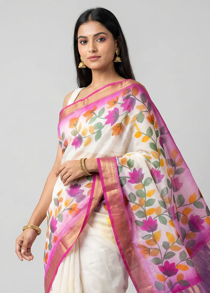 Blue Handloom Tussar Pure Silk Saree With Blouse Piece - Image 2