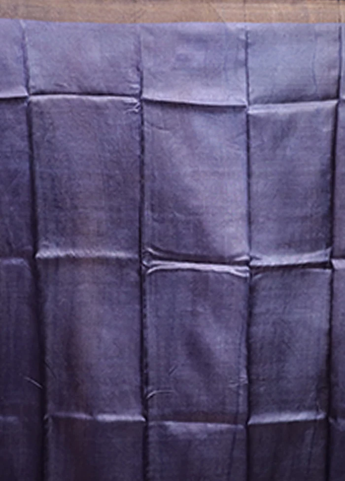 Blue Handloom Tussar Pure Silk Saree With Blouse Piece - Image 5
