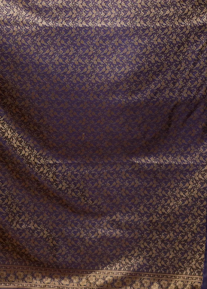 Blue Jamewar Silk Saree With Blouse Piece - Image 5
