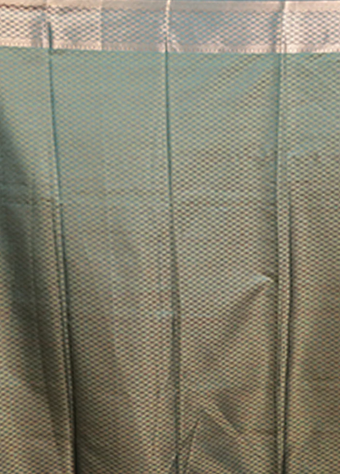 Blue Jamewar Silk Saree With Blouse Piece - Image 5