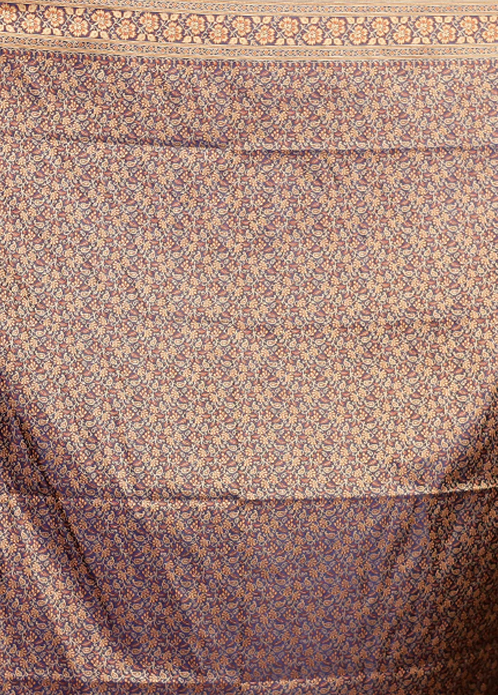 Blue Jamewar Silk Saree With Blouse Piece - Image 5