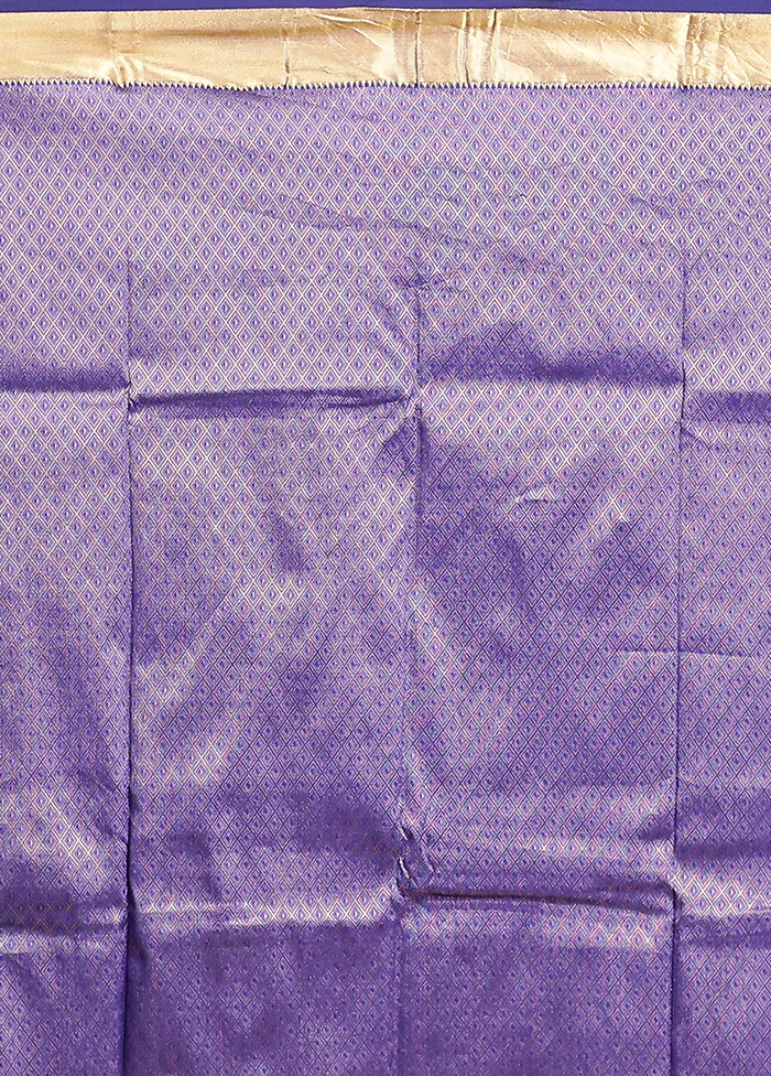 Blue Kanjivaram Silk Saree With Blouse Piece - Image 5