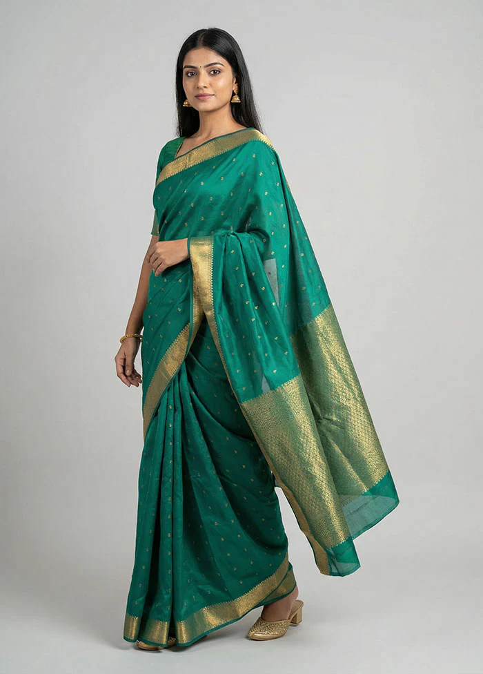 Blue Kanjivaram Silk Saree With Blouse Piece