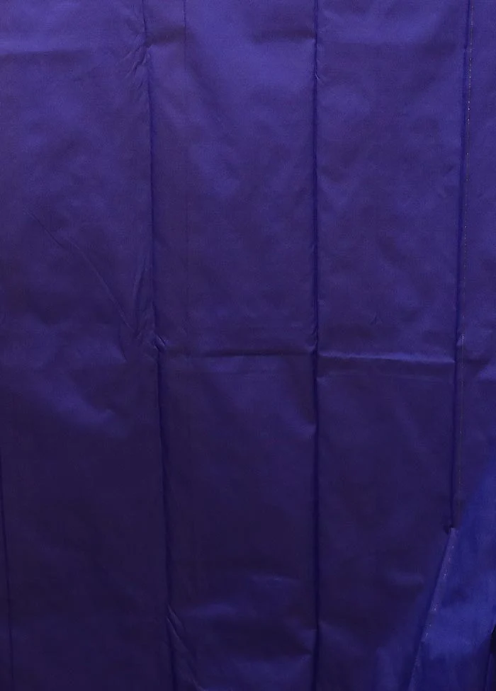 Blue Kanjivaram Silk Saree With Blouse Piece - Image 5