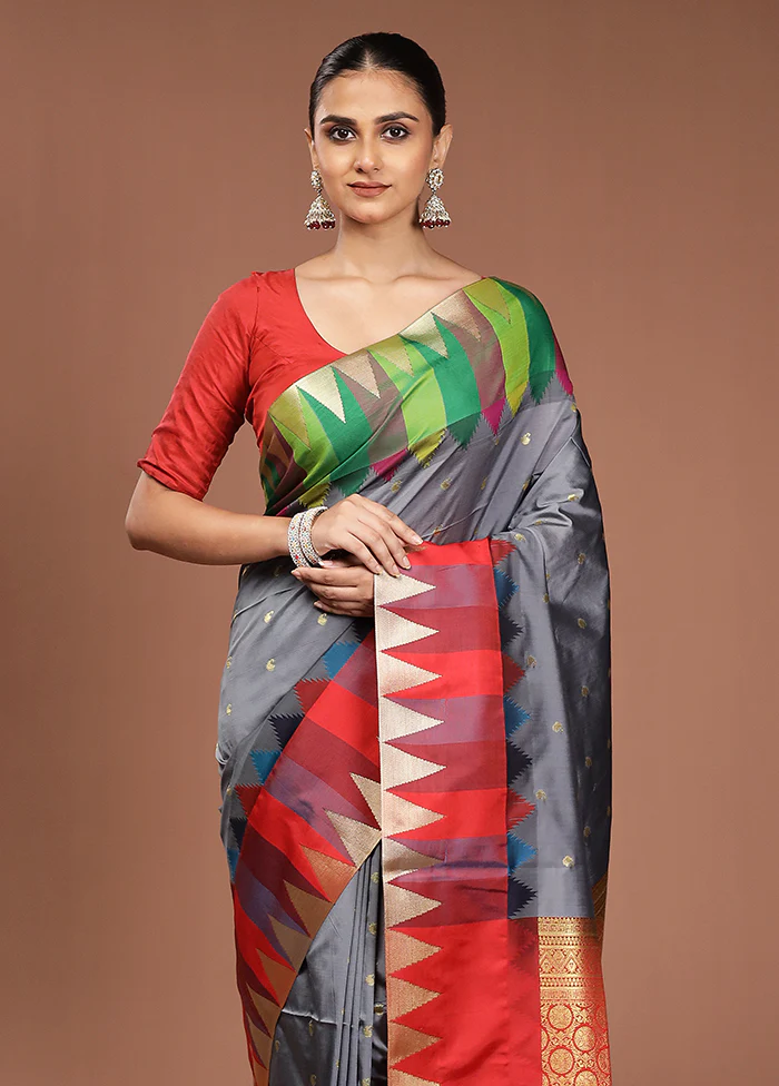 Blue Kanjivaram Silk Saree With Blouse Piece