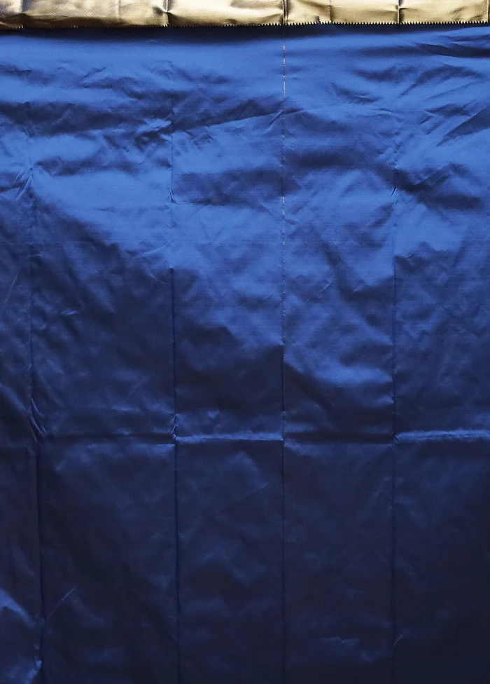 Blue Kanjivaram Silk Saree With Blouse Piece - Image 5