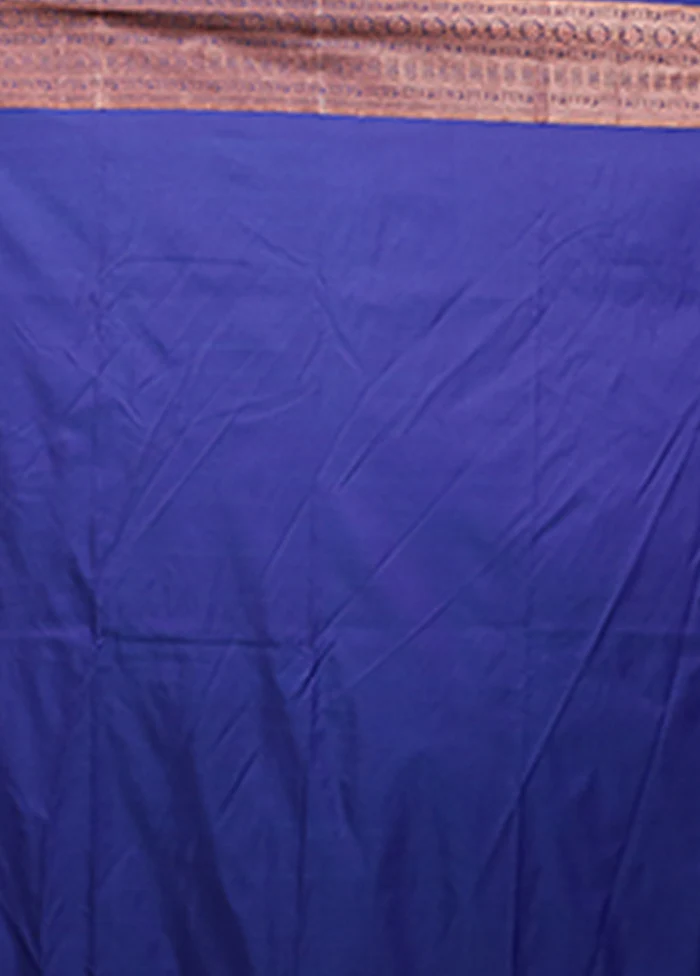 Blue Kanjivaram Silk Saree With Blouse Piece - Image 5