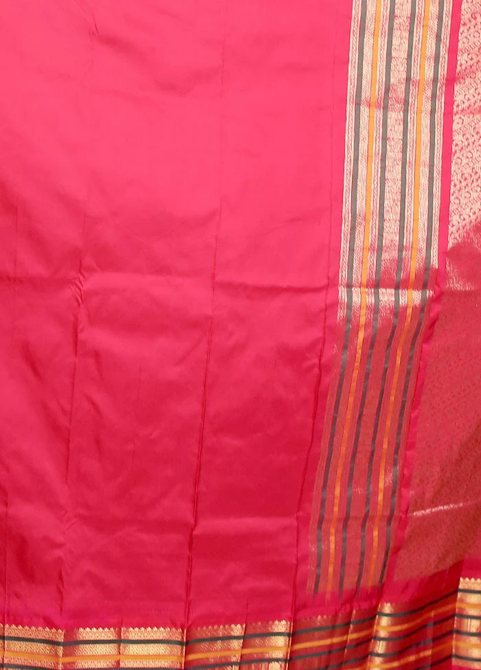 Blue Kanjivaram Silk Saree With Blouse Piece - Image 5