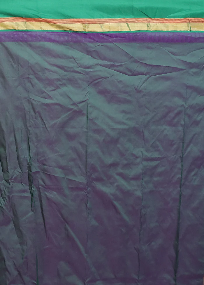 Purple Kanjivaram Silk Saree With Blouse Piece - Image 5