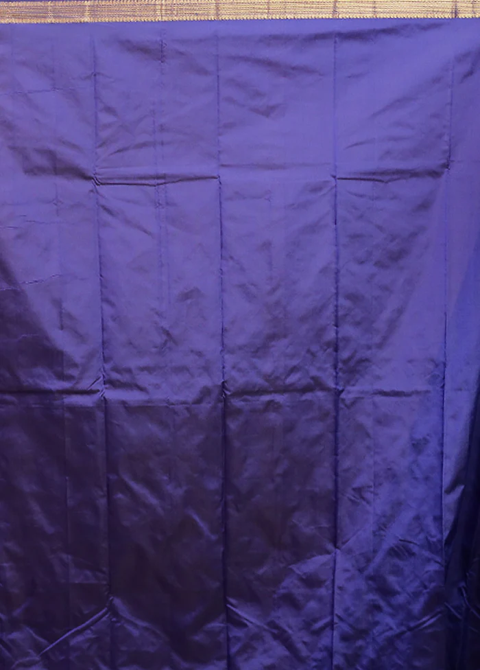 Blue Kanjivaram Silk Saree With Blouse Piece - Image 5