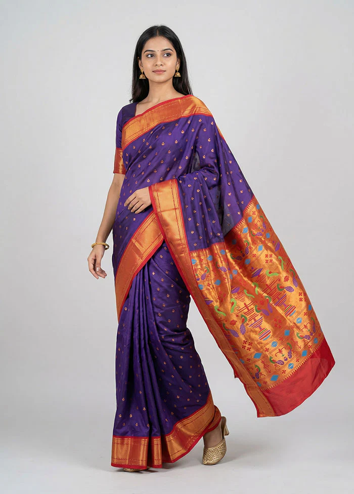 Blue Kanjivaram Silk Saree With Blouse Piece