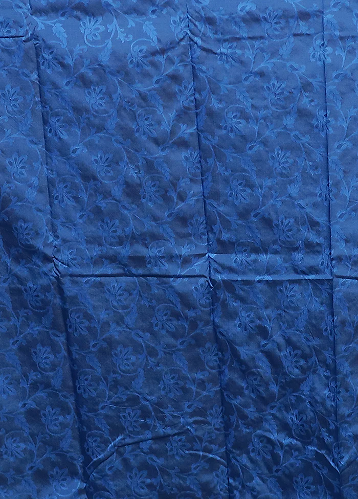 Blue Kanjivaram Silk Saree With Blouse Piece - Image 5