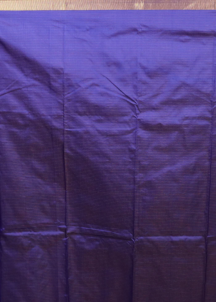Purple Kanjivaram Silk Saree With Blouse Piece - Image 5