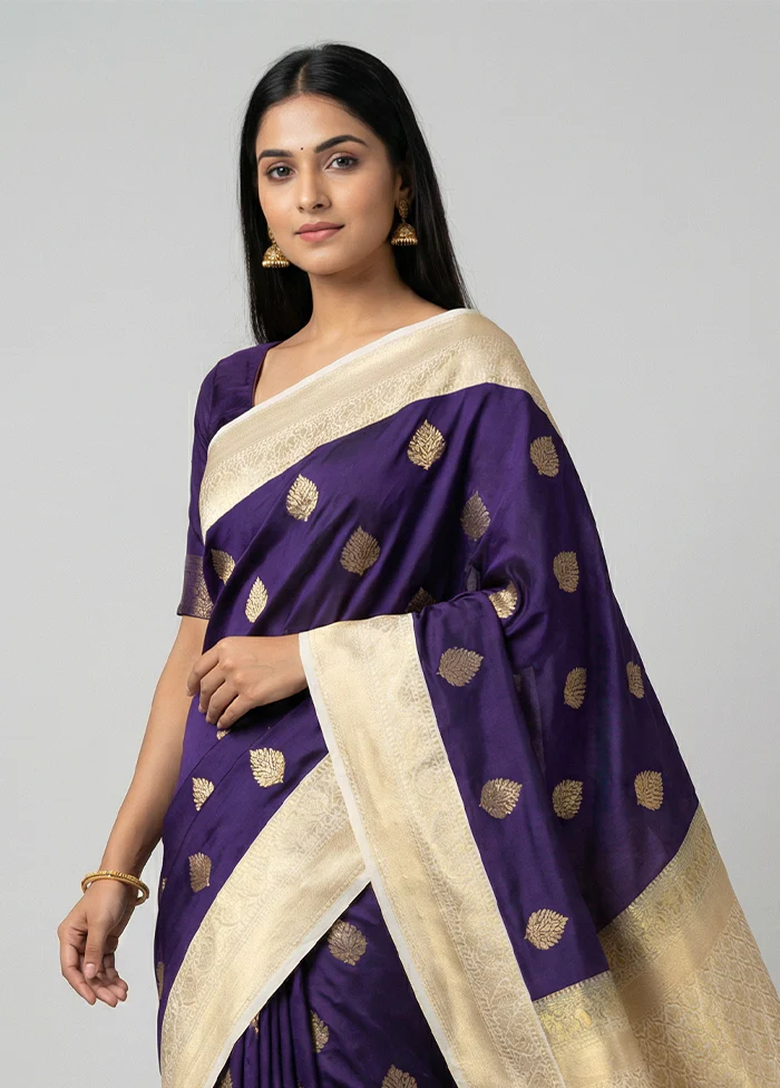 Blue Kanjivaram Silk Saree With Blouse Piece - Image 2