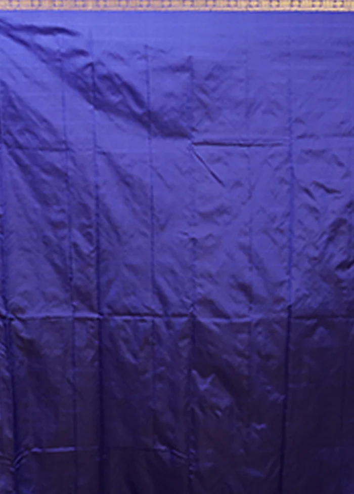 Blue Kanjivaram Silk Saree With Blouse Piece - Image 5