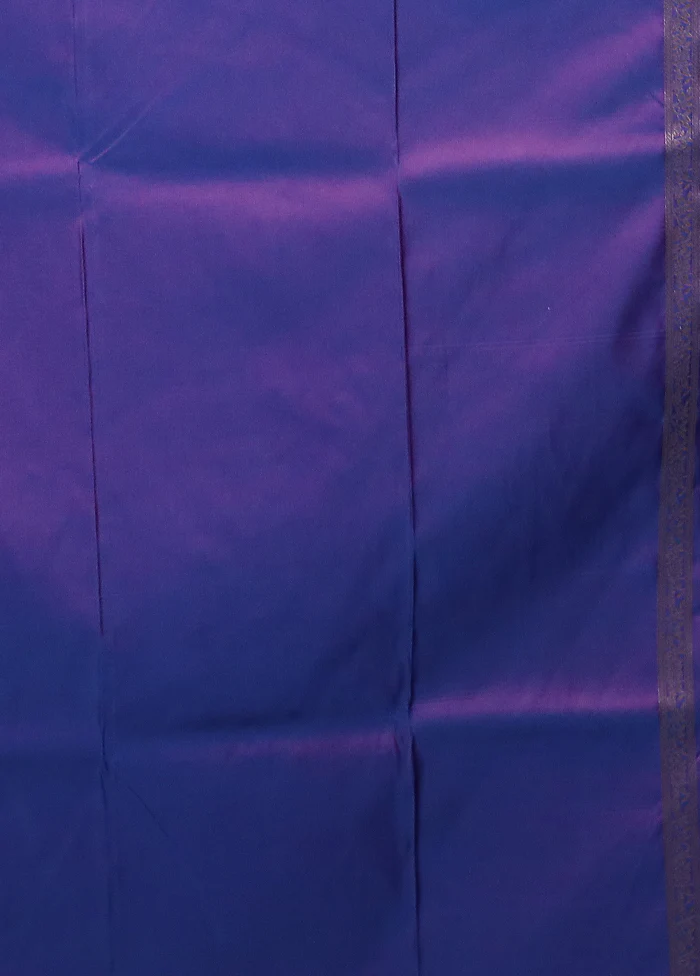 Blue Katan Silk Saree With Blouse Piece - Image 5
