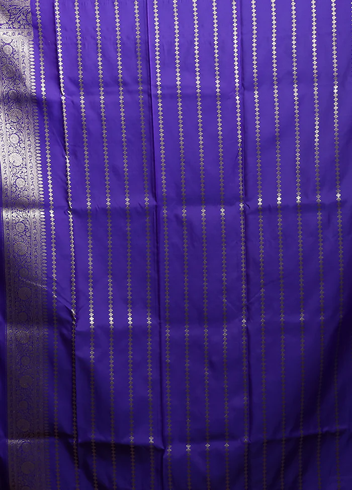 Blue Katan Silk Saree With Blouse Piece - Image 5