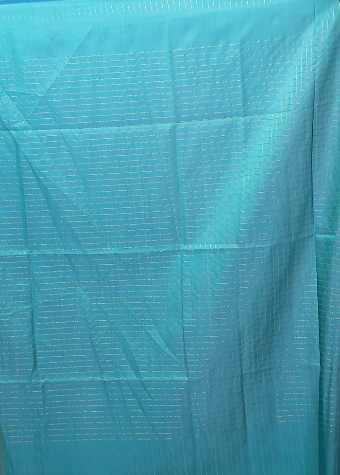 Blue Katan Silk Saree With Blouse Piece - Image 5