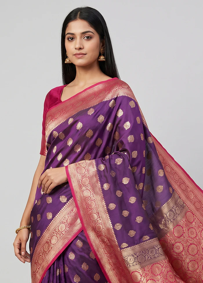 Blue Katan Silk Saree With Blouse Piece - Image 2