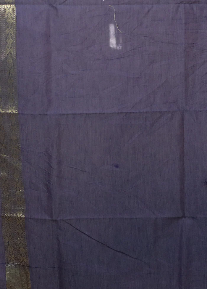 Blue Kora Silk Saree With Blouse Piece - Image 5