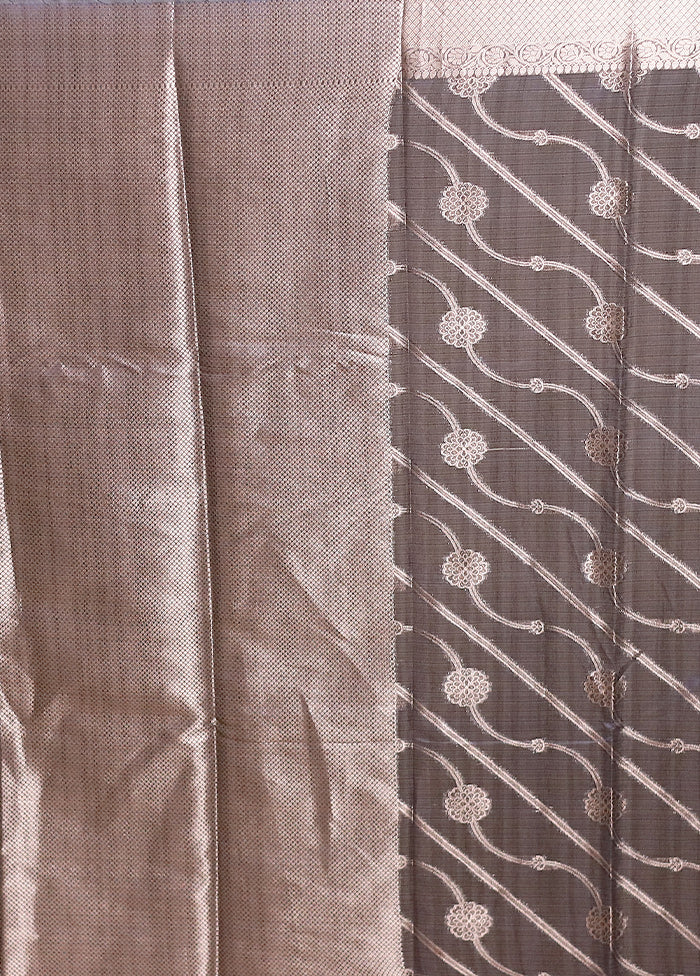 Blue Kora Silk Saree With Blouse Piece - Image 5