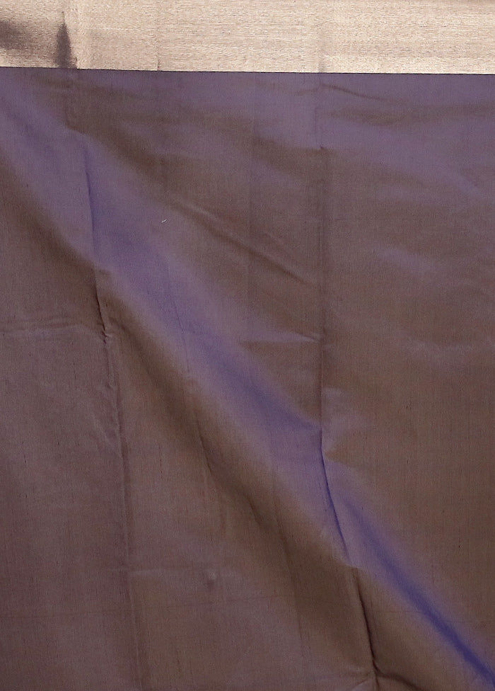 Blue Kora Silk Saree With Blouse Piece - Image 5