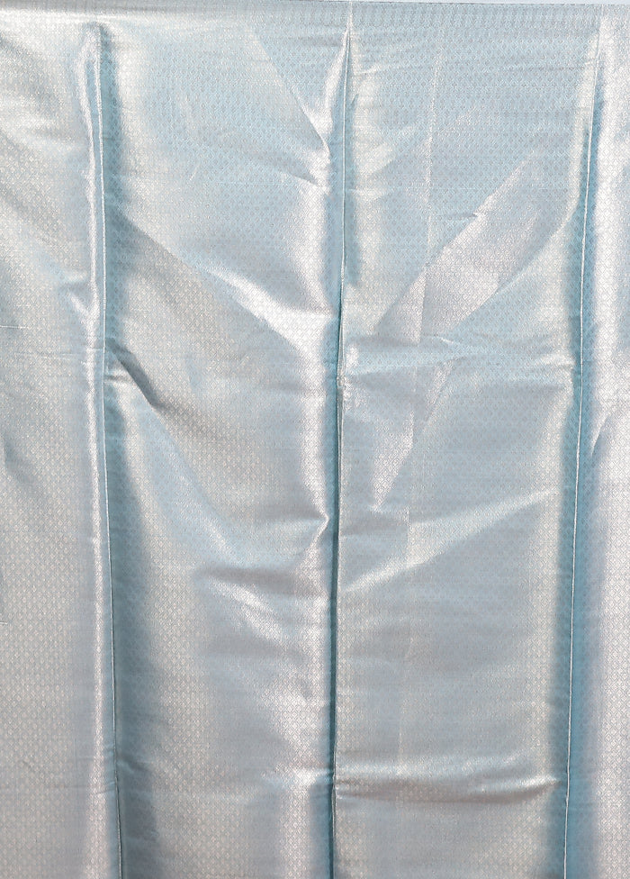 Blue Kora Silk Saree With Blouse Piece - Image 5