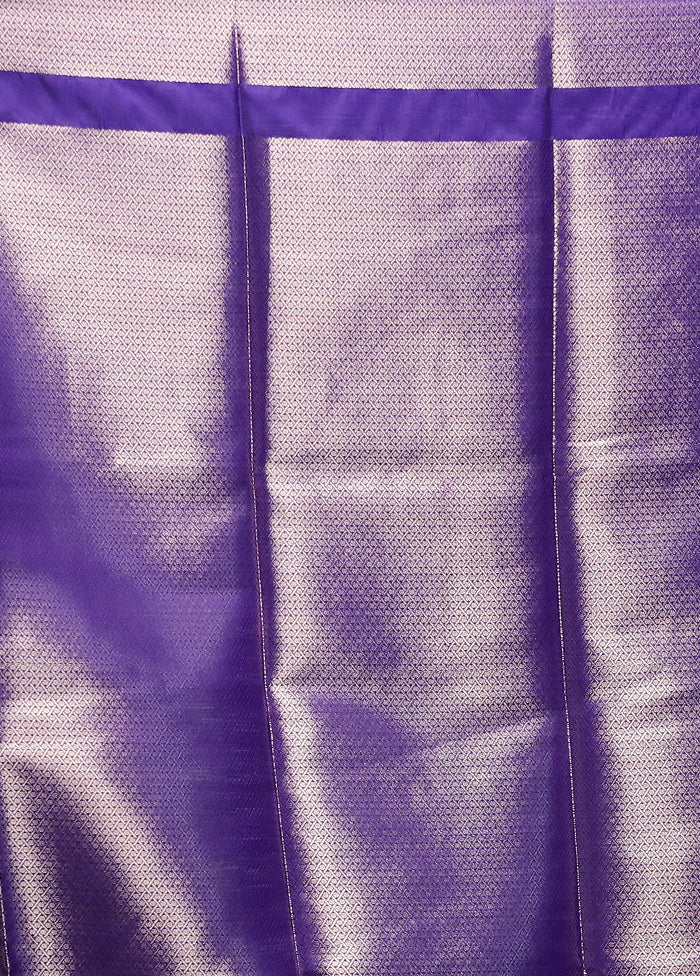 Blue Kora Silk Saree With Blouse Piece - Image 5