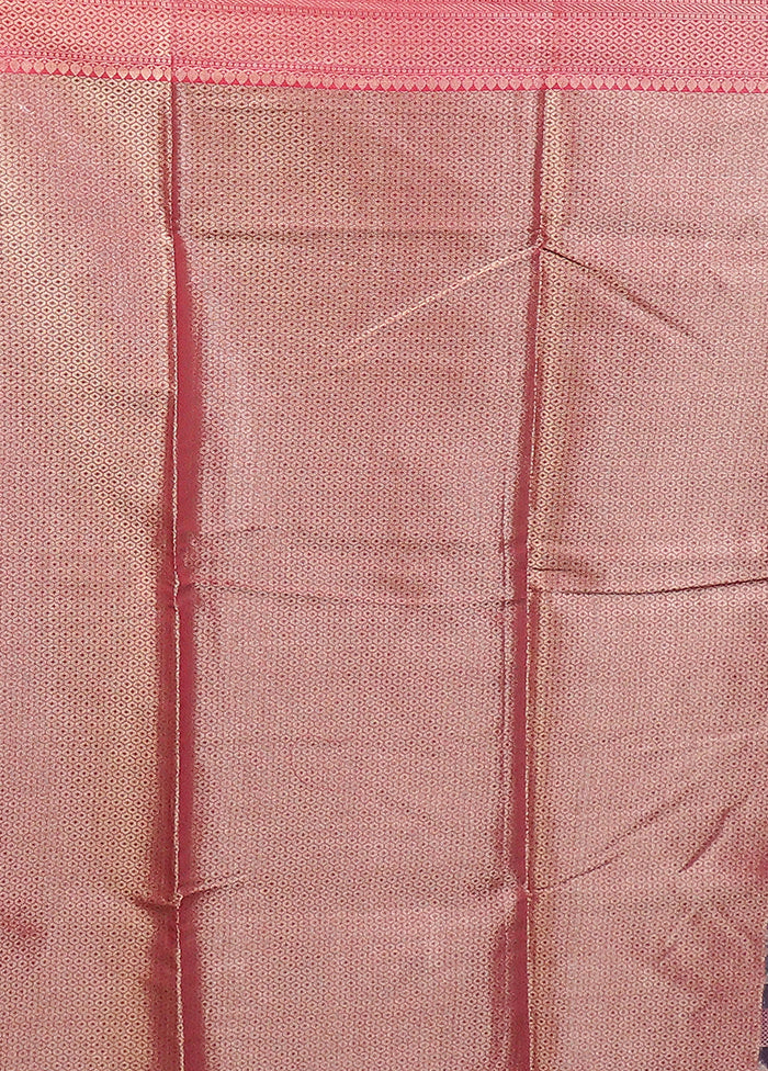 Blue Kora Silk Saree With Blouse Piece - Image 5