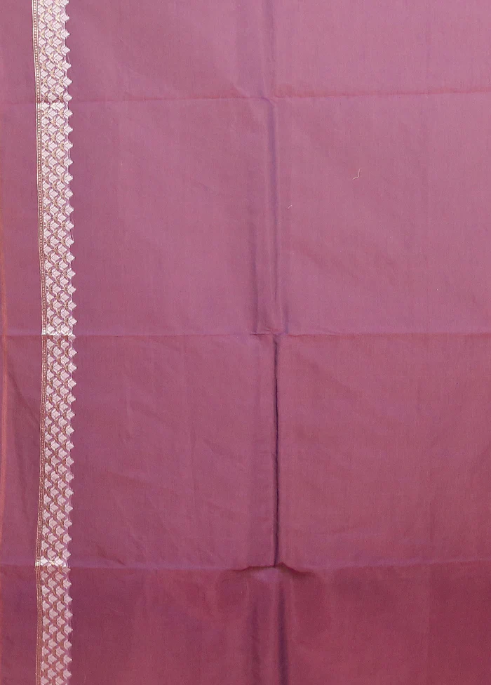 Purple Kora Silk Saree With Blouse Piece - Image 5
